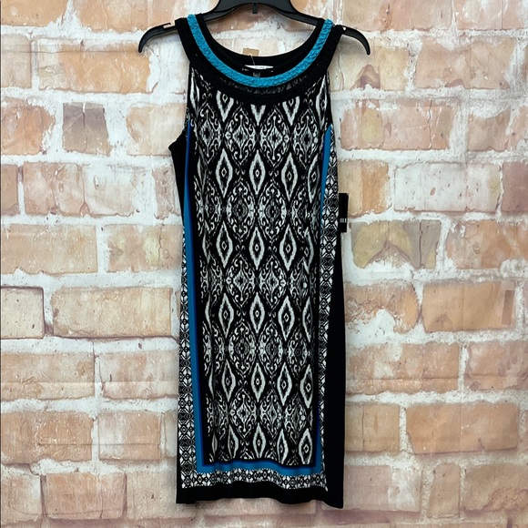 Studio One Black and White Geometric Mini Dress - Picture 1 of 8
